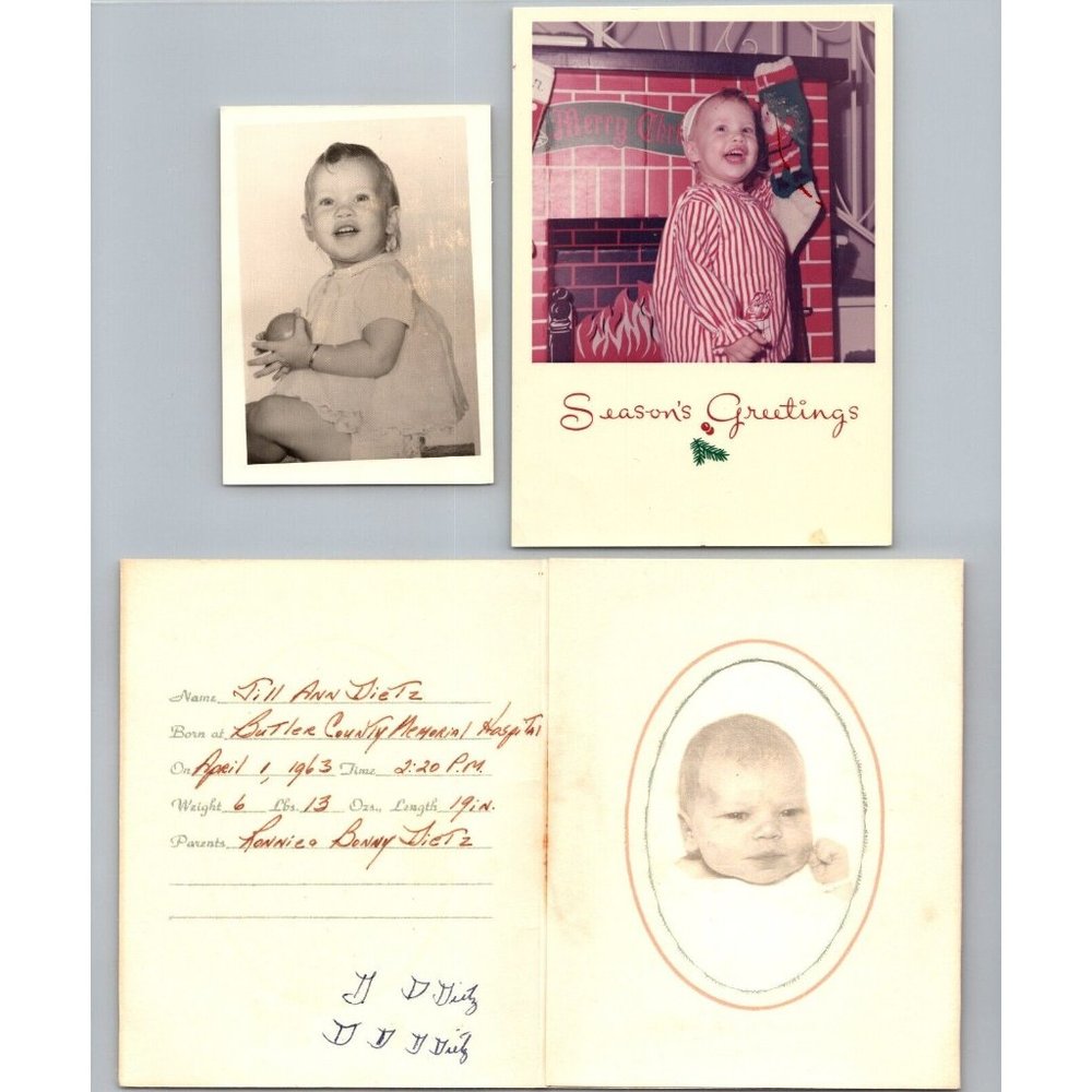 Vintage 1960s Baby Announcement Photo Christmas Card Butler PA Lot of 3